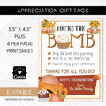 Chocolate bomb tag Thanksgiving